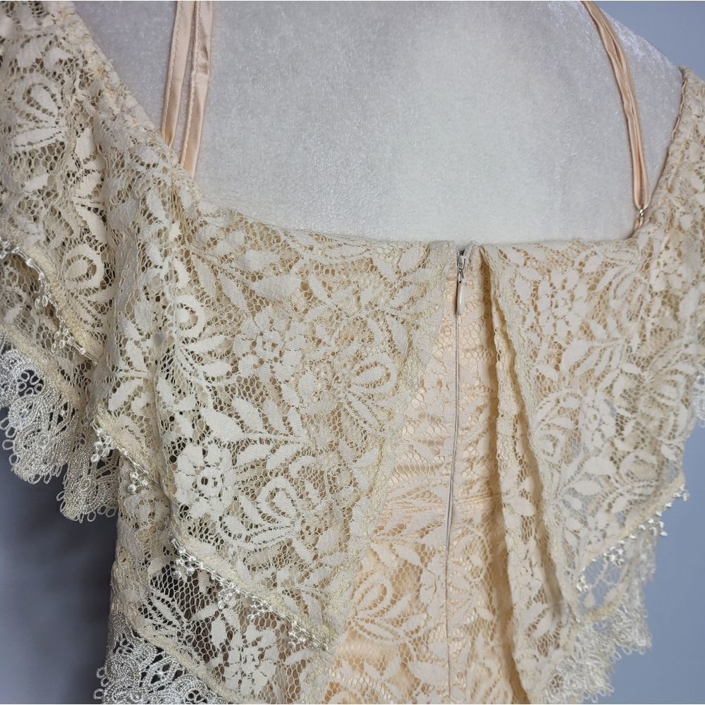 Cattivo Dress Lace Off Shoulder Ruffle Ivory Cream Midi S — image 5 of 8